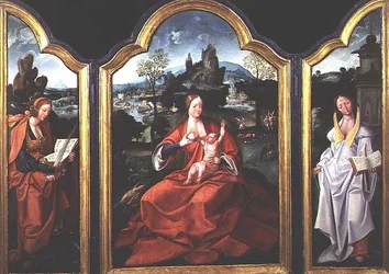 The Rest on the Flight into Egypt with St. Catherine of Alexandria and St. Barbara