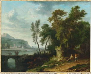 Animated Landscape with Ruin and Bridge