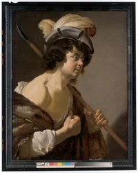 A Shepherd, Half-Length in Profile, Wearing an Elegant Feathered Cap