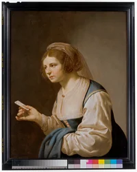 A Young Girl Holding A Letter