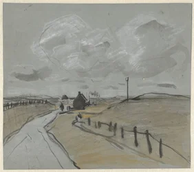 View Along a Road with High Banks and Fences
