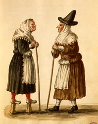 Venetian masks in use in 16th century, watercolour