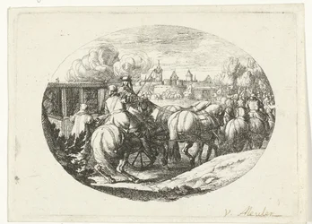 Army and Carriages Moving Towards City Military Scenes from the Life of Louis XIV, King of France (series title)