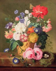 Flowers in a Terracotta Vase
