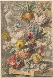 Flowers in an Urn and Bird