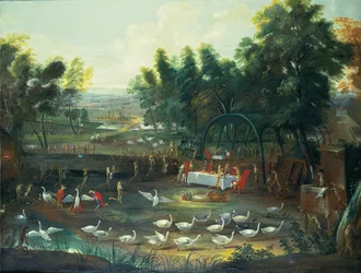 A Fete Champetre of Foxes and Swans