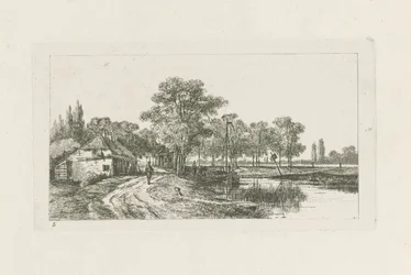 Landscape with moored boat - Environs of Utrecht (series title)