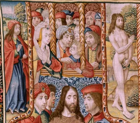Flemish tapestry. Series Episodes from the Life of the Virgin. The prophecies are fulfilled at the birth of Christ