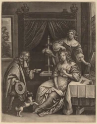 Boy Delivering a Letter to a Woman
