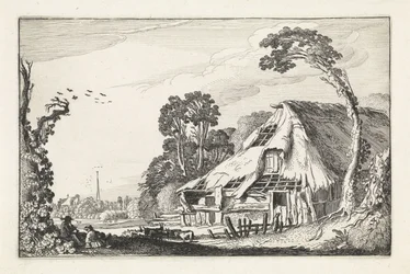 Figures by a Dilapidated Barn