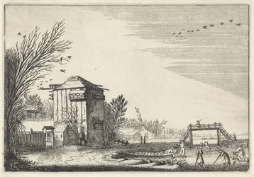 Golf Players on the Ice by a Dovecote (series title: Landscapes, Amenissimae aliquot requculae)