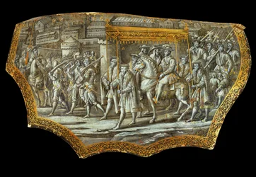 Parade Shield after Giovanni Stradanus: Entry of Cosimo I