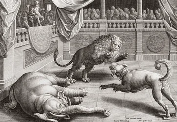 Alexander the Great watching animals fight