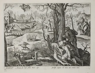 Birdcatchers Using Traps Baited with Rats to Capture Hawks, plate 64, illustration from 