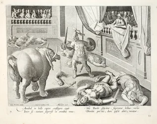 Hannibal Makes Defeated Romans Fight Each Other, illustration from 