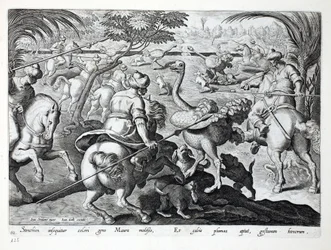 Moors on Horseback Hunting Ostriches, plate 62, illustration from 