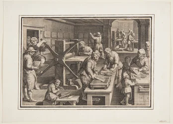 Engraving on Metal; Engravers on a Ship