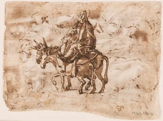 Page of a Sketchbook; Flight into Egypt; Crucifixion