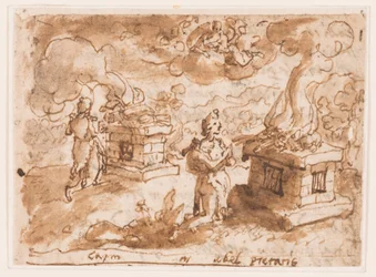 Sacrifices of Cain and Abel (preliminary design for "Spiritus Pietatis" The Spirit of Piety, plate 6 in "The Seven Gifts of the Holy Spirit" print series)