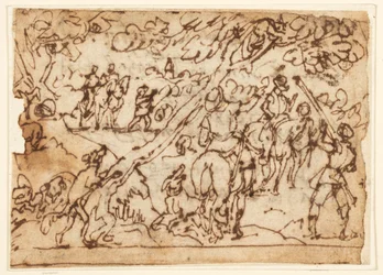Sketchbook Page; Hunting scene