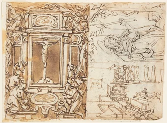 Sketchbook Page; Monument of Marcus Aurelius Antonius with Son; Study for an Engraving