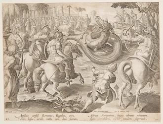 The Roman Consul Attilius Regulus Fighting a Giant African Serpent, plate 25 in the Venationes Ferarum series