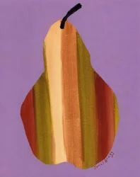 Pear with Stripes and Pinkish Background