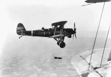 Japanese aircraft carry out a bombing run over targets in China