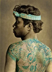 Portrait of a Man with Traditional Japanese Irezumi Tattoos, c.1880