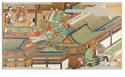 Chinese Court Scene in Yamato-e Style