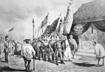 Commodore Perry in Japan in 1853 meeting Imperial Commissioners at Yokohama