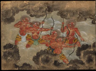 Demons firing bows, illustration from the 