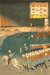 French and British troops engaged in military training manoeuvres, Yokohama, Japan