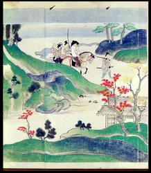 Ippen Riding with His Escort, from an Illustrated History of the Life of the Monk Ippen (1239-89)