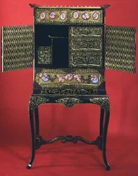 Japanese Cabinet with Enamel Inlay, Open
