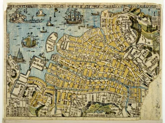 Map of Nagasaki, c.1801 (colour woodcut)