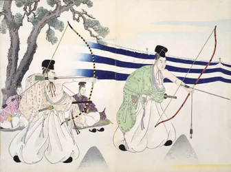 Nobles practice archery (detail)