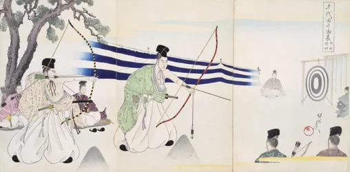 Nobles Practising Archery, from an Album of Woodcuts
