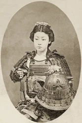 Portrait of a female warrior with flowers in her hair, c.1895