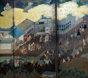Portuguese screen: a representation of the arrival of Portuguese Jesuit missionaries in Japan in the 16th century