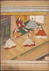 Seated Japanese nobles, illustration from the 