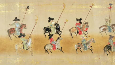 Sixth Korean Embassy to Japan in Meireki 1 at the time of Tokugawa Ietsunas succession in 1651, possibly by Kano Masunobu (1625-94) (detail)