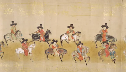 Sixth Korean Embassy to Japan in Meireki 1 at the time of Tokugawa Ietsunas succession in 1651, possibly by Kano Masunobu (1625-94) (detail)