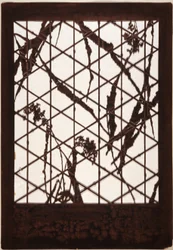 Stencil: Grain, Bark and Branches on Bamboo Trellis