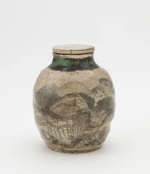 Tea-leaf jar for sencha, with matching lid