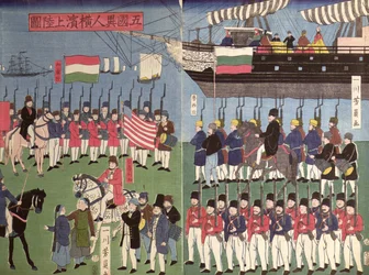 The Arrival of the Squadron of Commodore Perry into a Japanese Port in 1853