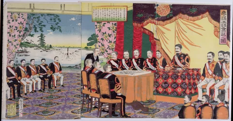 The Emperor Mutsuhito (1852-1912) Holding a Council of War, an Episode from the Sino-Japanese War, Late 19th Century