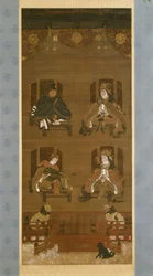 The Four Deities of Kōyasan Temple Complex, late 14th century, Nanbokuchō period, hanging scroll