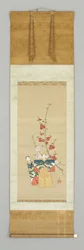 Two Japanese Dolls and a Flowering Branch
