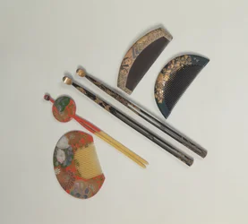 Two sets of hair pins and combs, 18th or 19th century Edo period